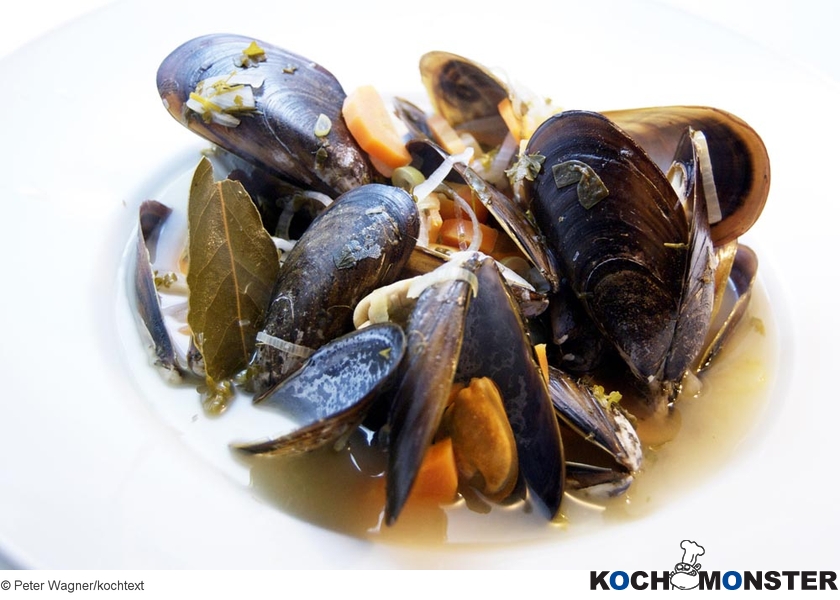 Miesmuscheln in Verjus