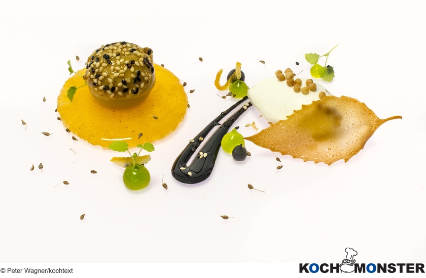 Marinierte Ananas – 2x Sesam – Jasminreis – Kokosmilch