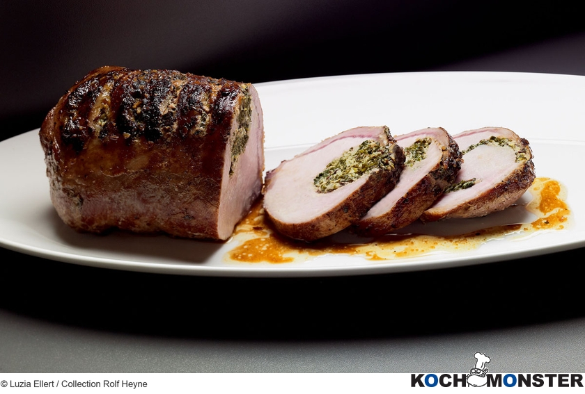 Schweinerücken am Stück gebraten mit »Schweine-Braten-Aroma«
Foto (c) Luzia Ellert / Collection Rolf Heyne
(stark reduzierte Bildqualität) Schweinerücken am Stück gebraten mit »Schweine-Braten-Aroma«