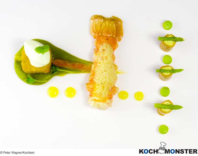 Kaisergranat | Senfeis | Avocado | Zitronenmarmelade
Foto (c) Peter Wagner/Kochtext
(stark reduzierte Bildqualität) Kaisergranat | Senfeis | Avocado | Zitronenmarmelade