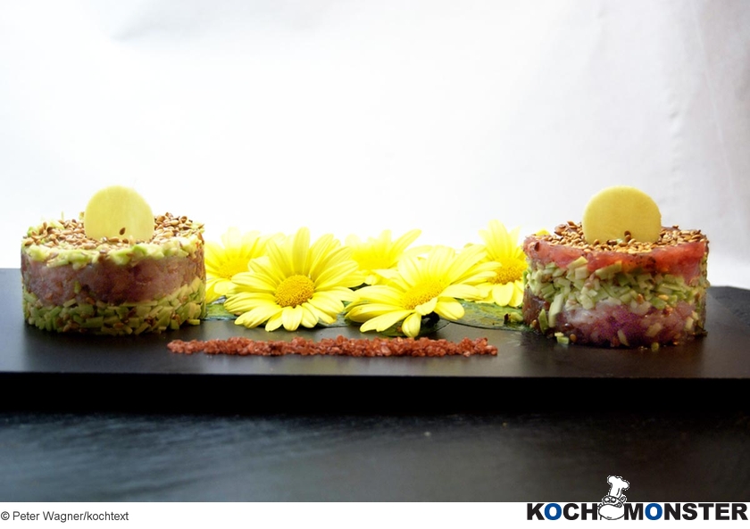 Avocado-Thunfisch-Tatar
Foto (c) Peter Wagner/kochtext
(stark reduzierte Bildqualität) Avocado-Thunfisch-Tatar