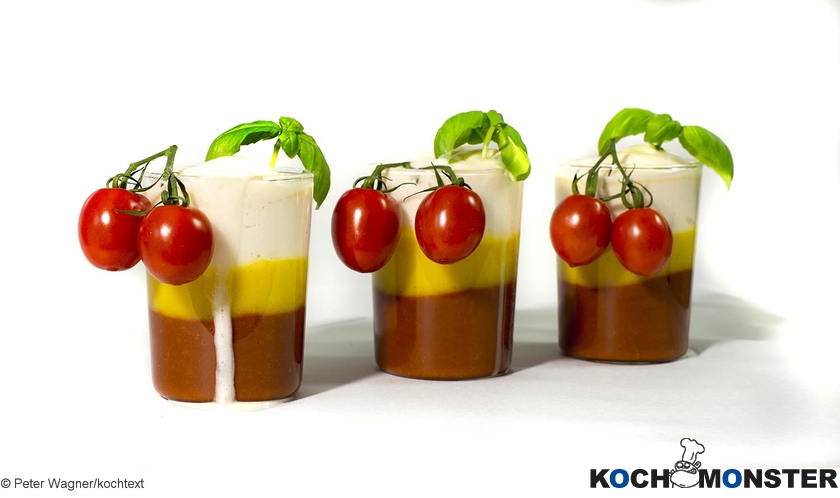 Tomatengazpacho hoch Drei