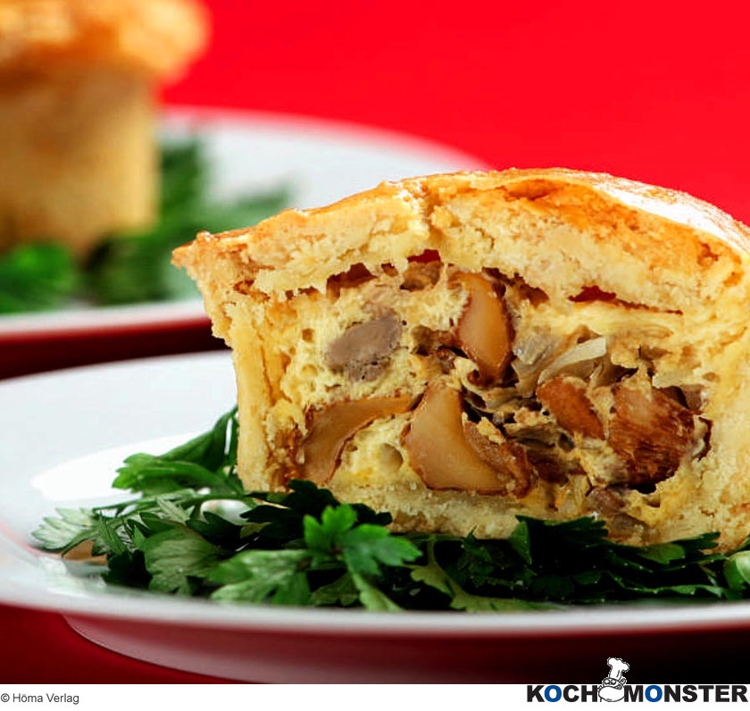 Quiche aus Hühnerlebern und Pilzen