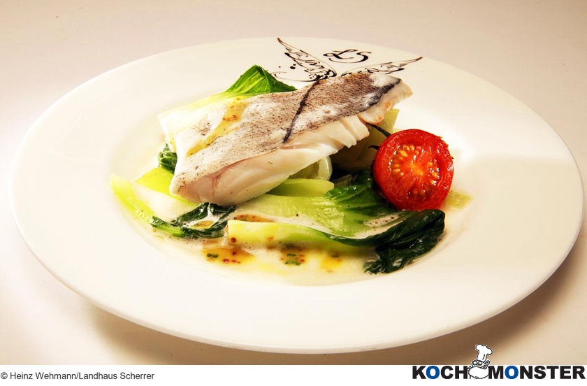 Gedämpfter Schellfisch auf Paksoi-Gemüse mit Pommery Senf-Sauce