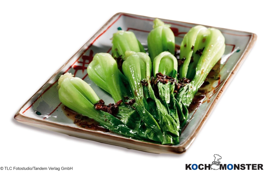 Paksoi mit Knoblauch und schwarzen Bohnen
Foto (c) TLC Fotostudio/Tandem Verlag GmbH
(stark reduzierte Bildqualität) Paksoi mit Knoblauch und schwarzen Bohnen