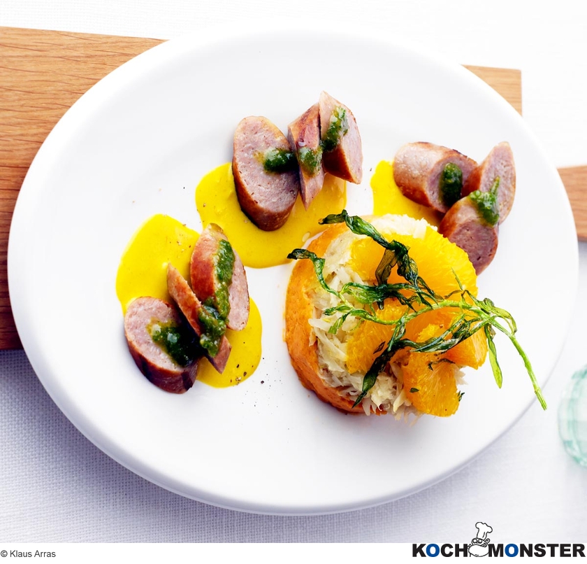 Bratwurst vom Ibericoschwein mit Orange und Fenchel