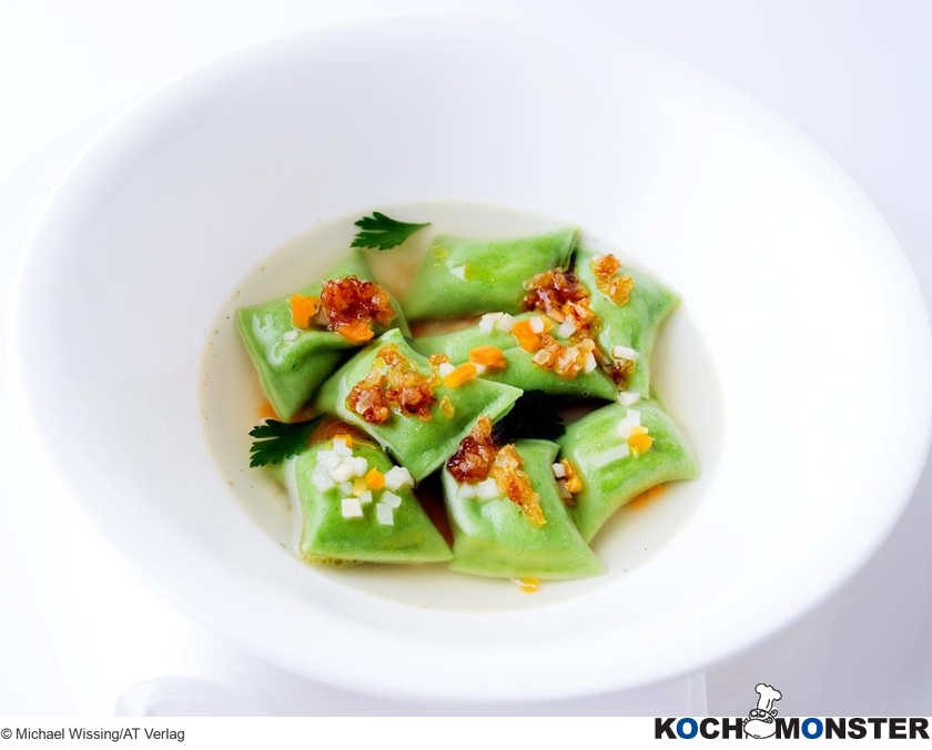 Grüne schwäbische Maultaschen