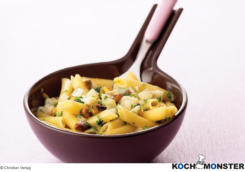 Penne mit Birnen, Pistazien und Gorgonzola
Foto (c) Christian Verlag
(stark reduzierte Bildqualität) Penne mit Birnen, Pistazien und Gorgonzola