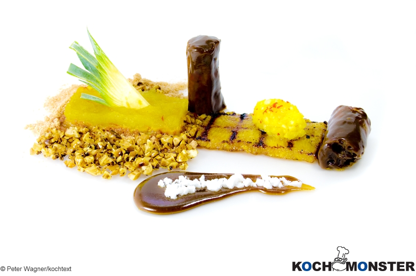 Ananas & Bounty vom Grill mit Dulce de Coco
Foto (c) Peter Wagner/kochtext
(stark reduzierte Bildqualität) Ananas & Bounty vom Grill mit Dulce de Coco